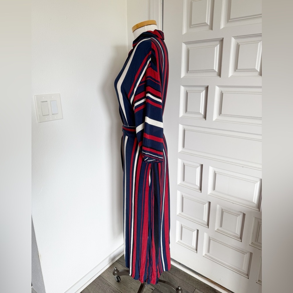 Zara Basic Multicolor Striped Long Maxi Shirt Dre… - image 5